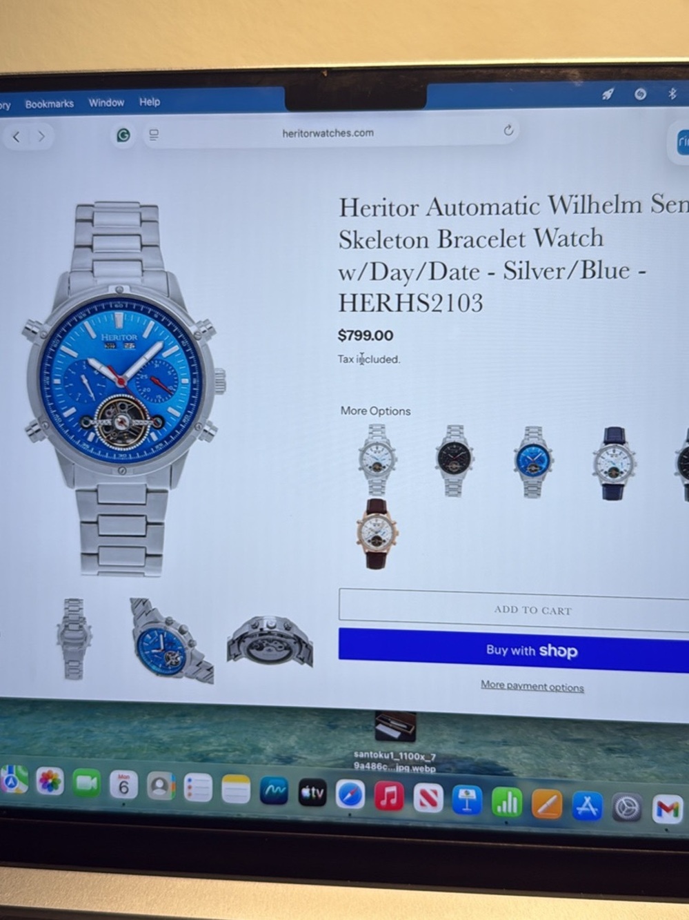 Heritor Wilhelm Automatic Skeleton Bracelet Watch - Silver with Blue Dial